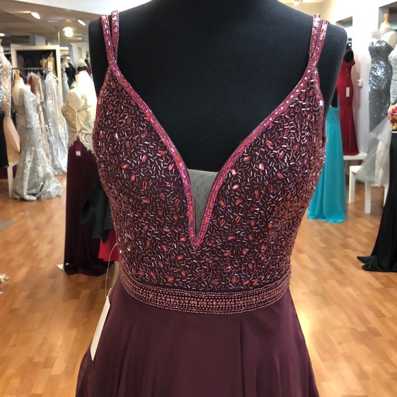 Colors Dresses Wine Colored Prom Dress With Beads Poshmark